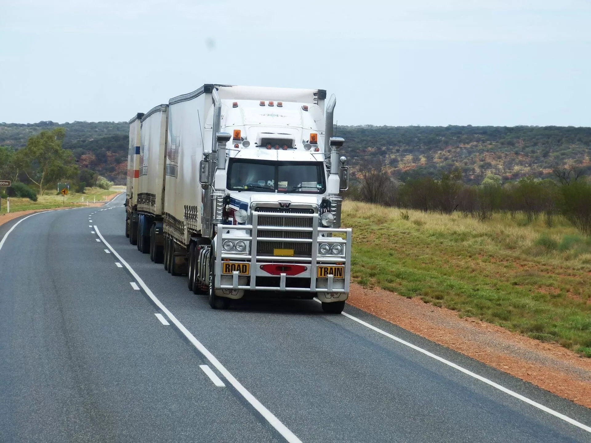 White truck road train