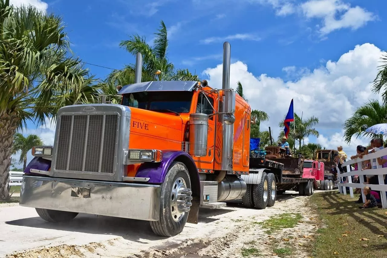 Orange Peterbilt truck