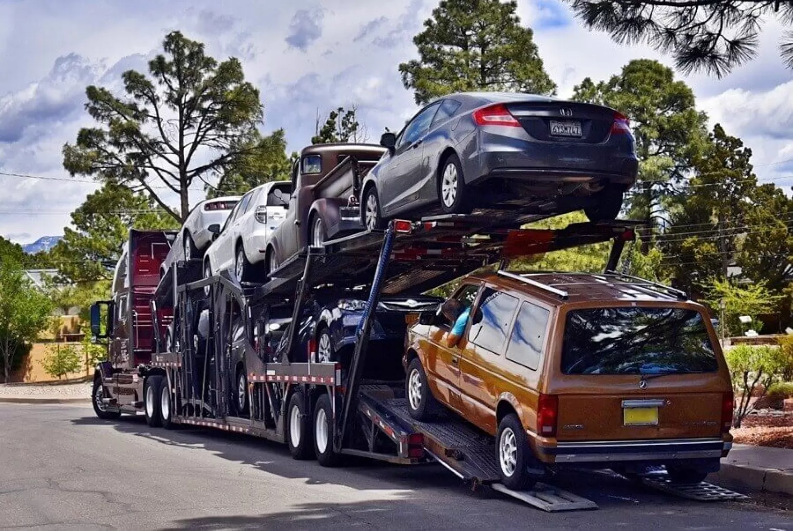 Car hauler with cars