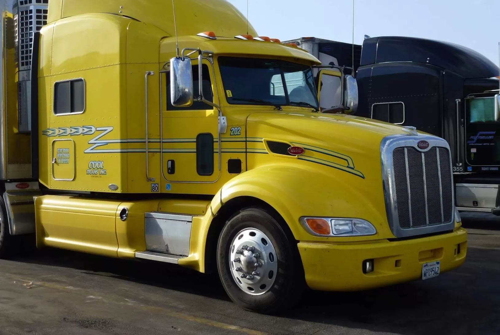 Yellow Peterbilt on the parking