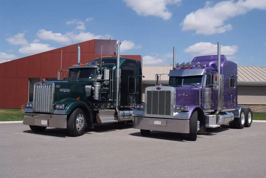 Two truck on the parking without trailer