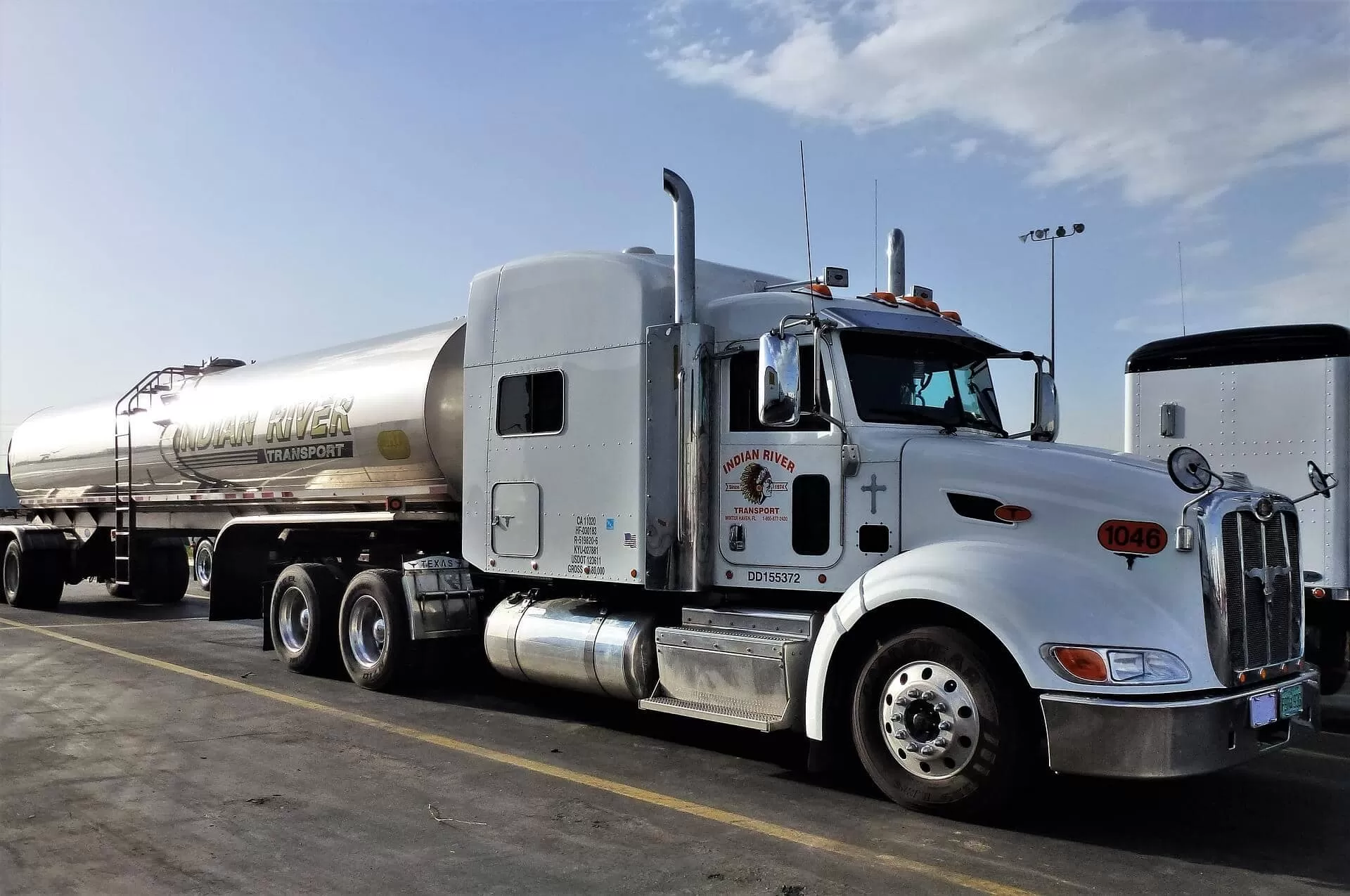 White tanker on the road