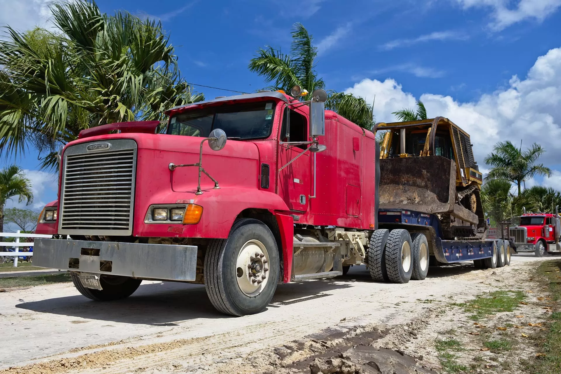 Red Freightliner truck