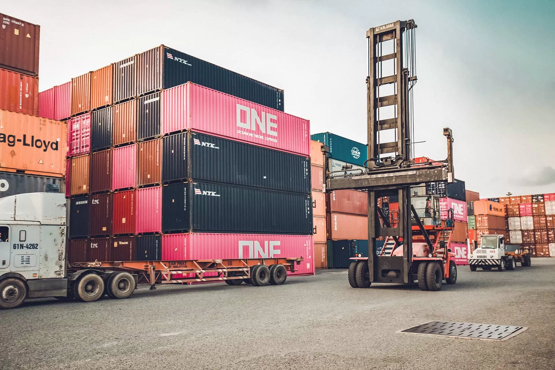 Truck on the ship terminal