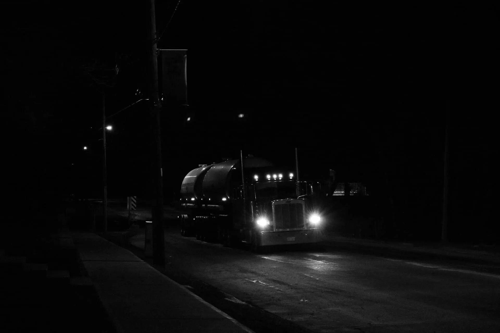 Night photo of truck