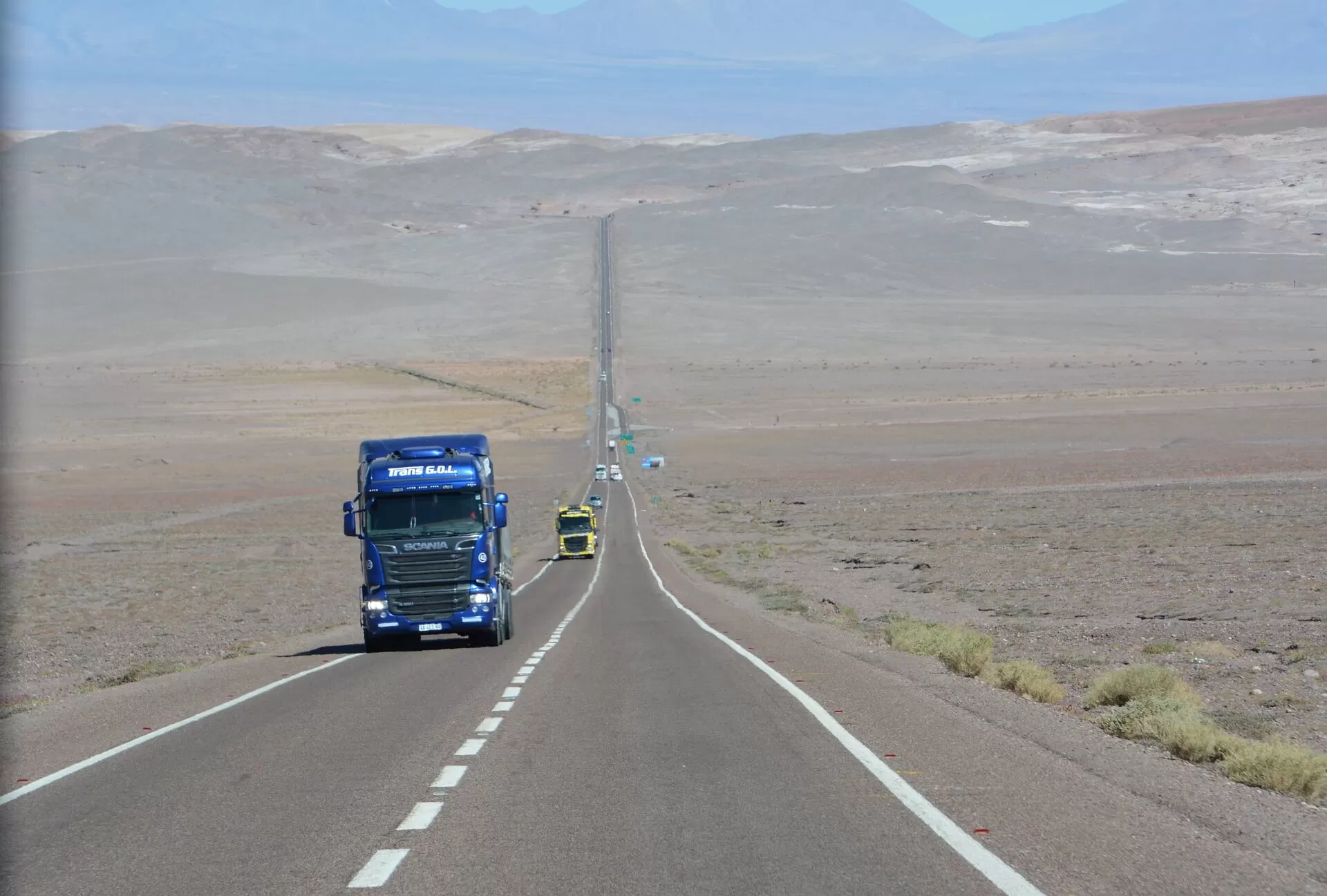 Highway road with trucks