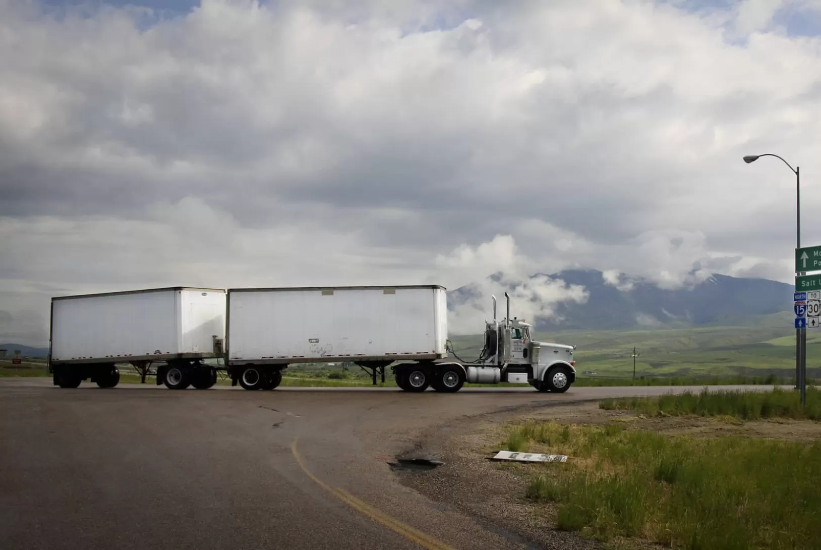 Truck with two trailers