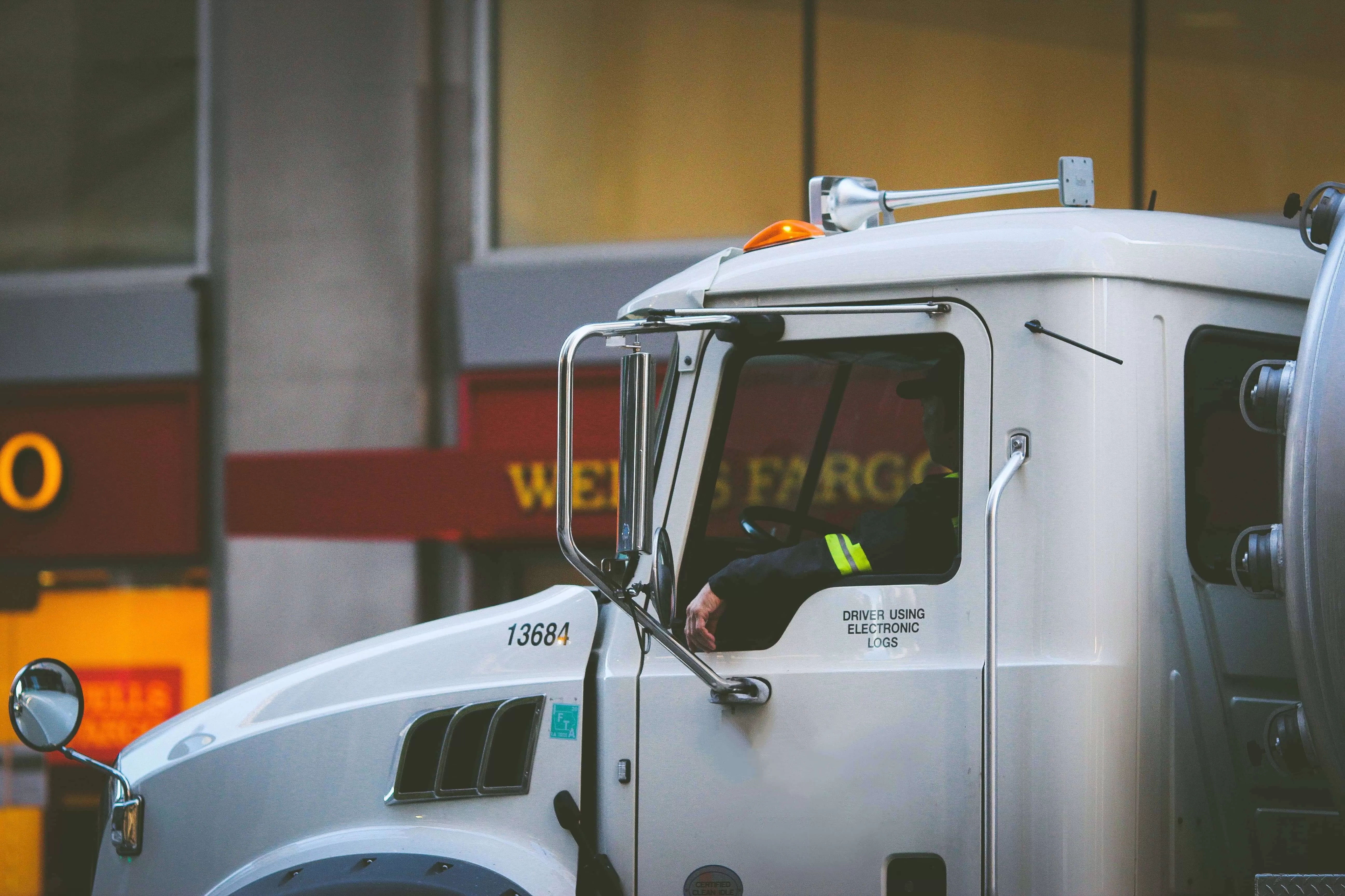 Photo of truck with driver