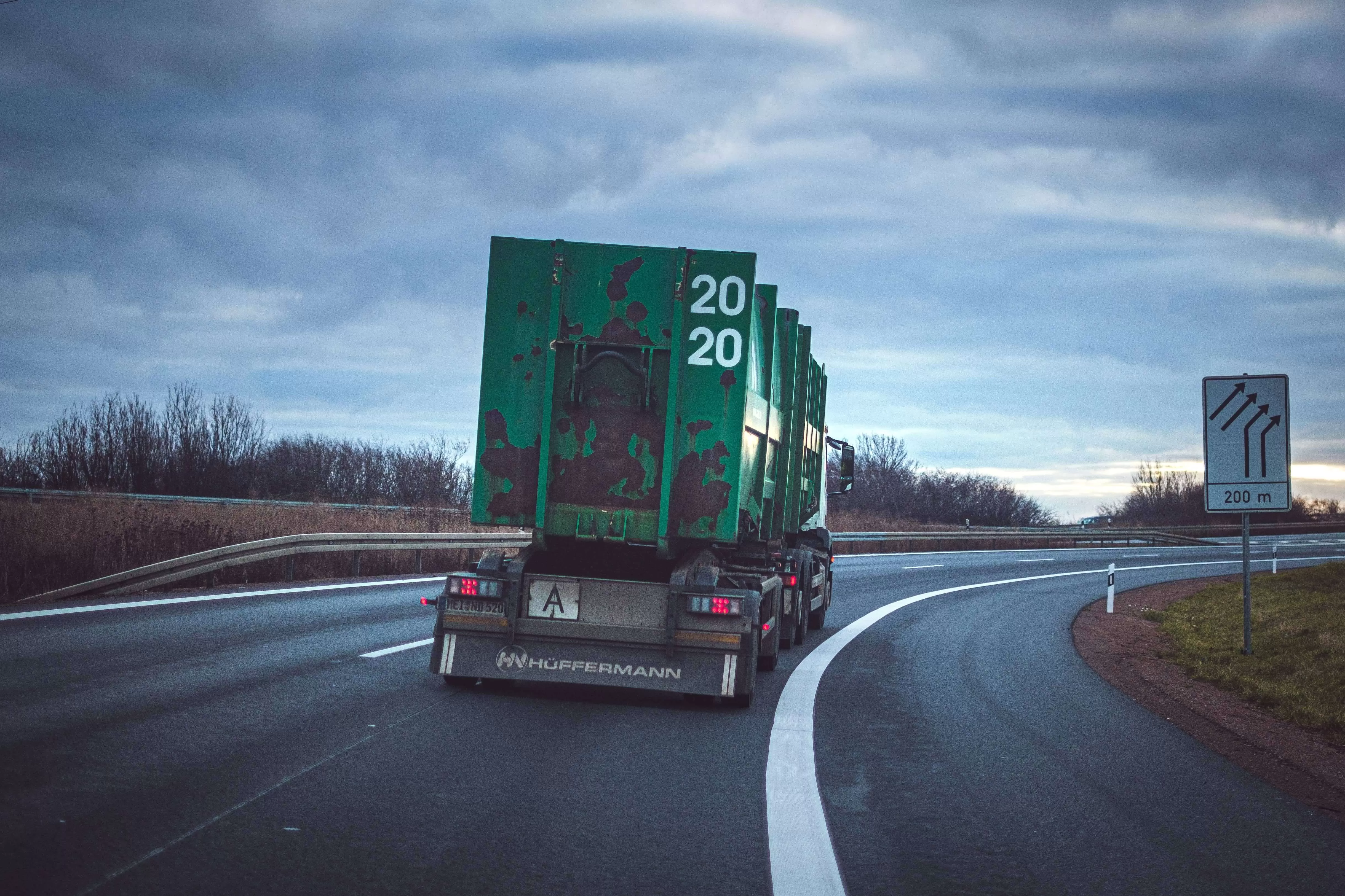 Truck with green trailer