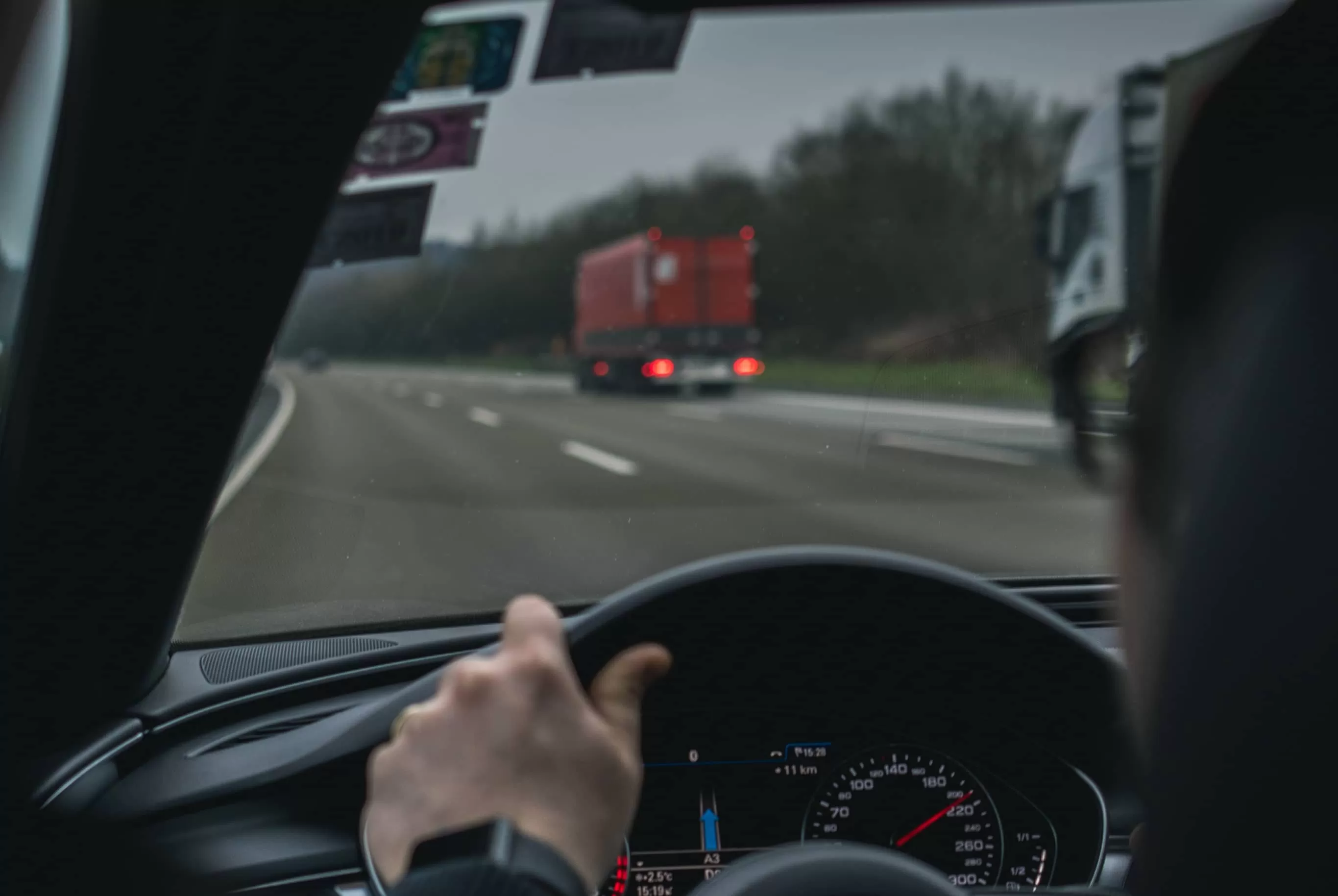 Driver inside car on autobahn