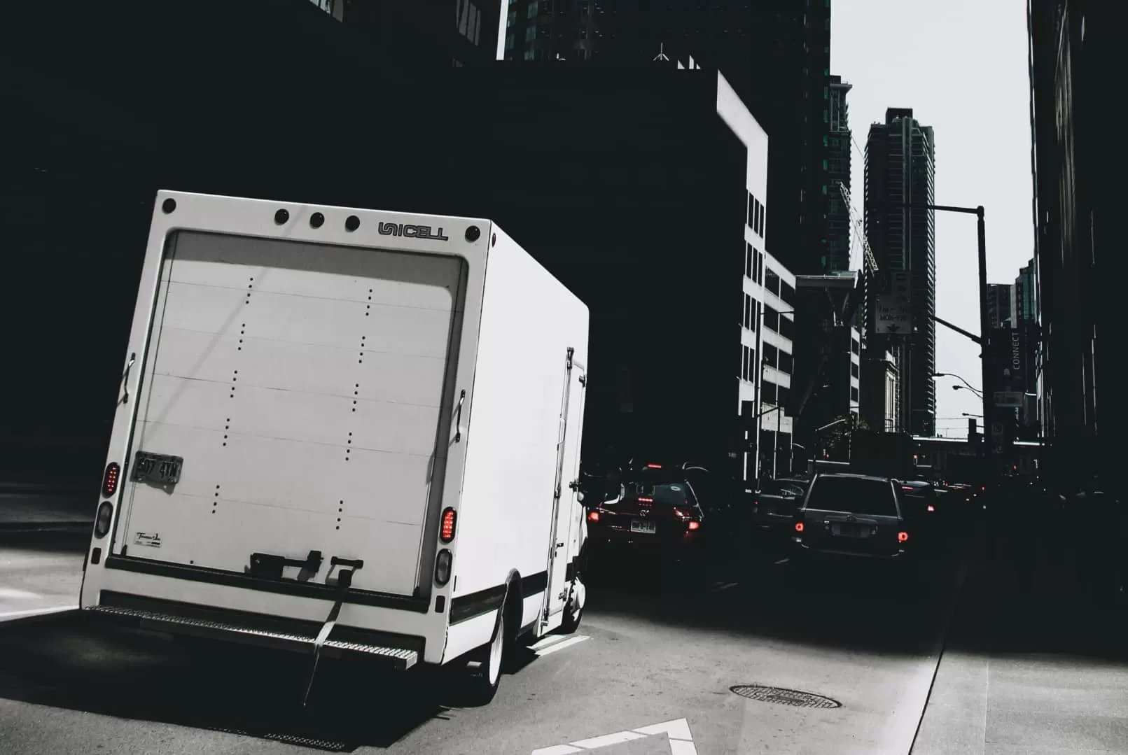 Image of white truck on the streets