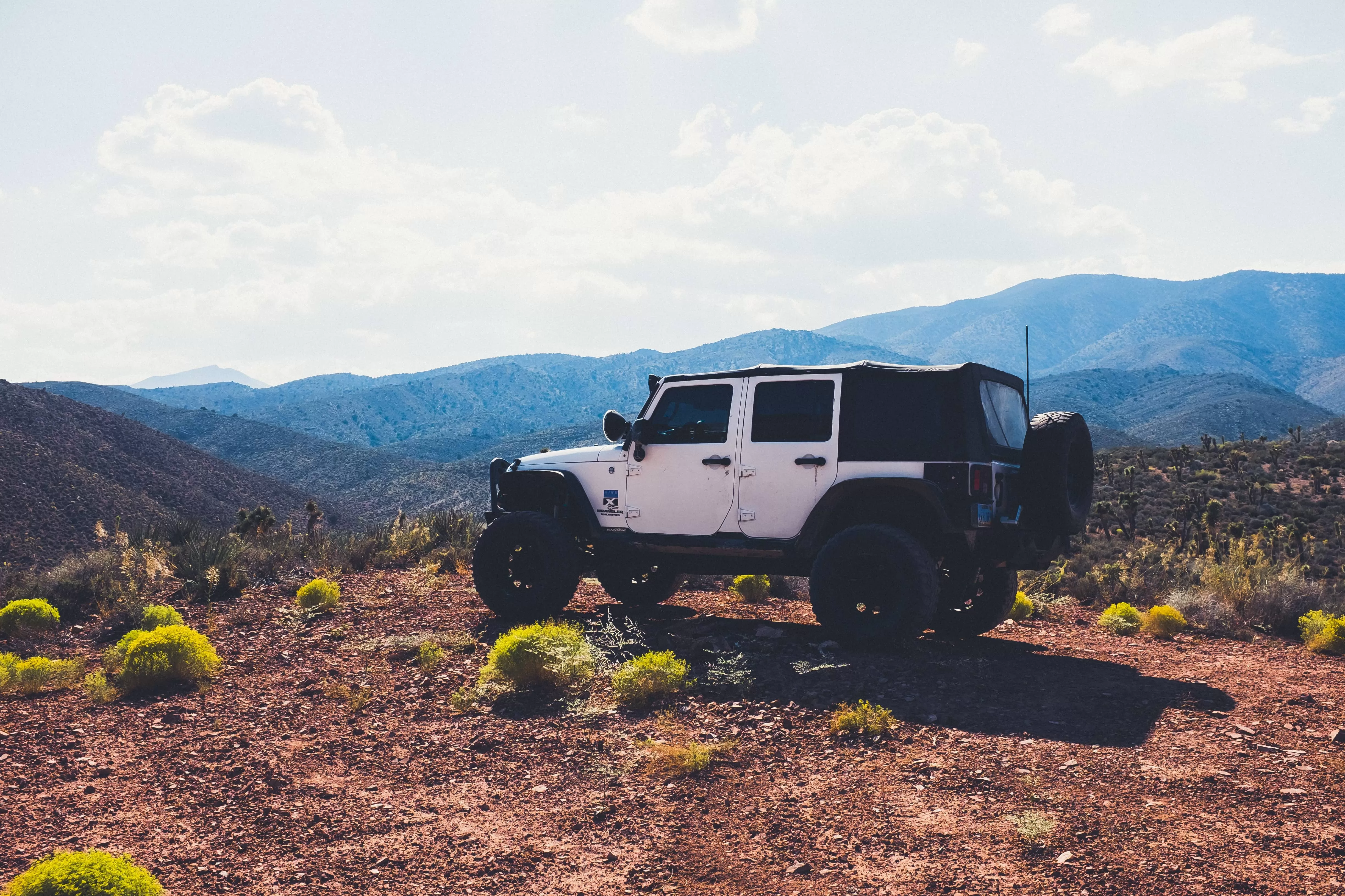 White jeep on the desert