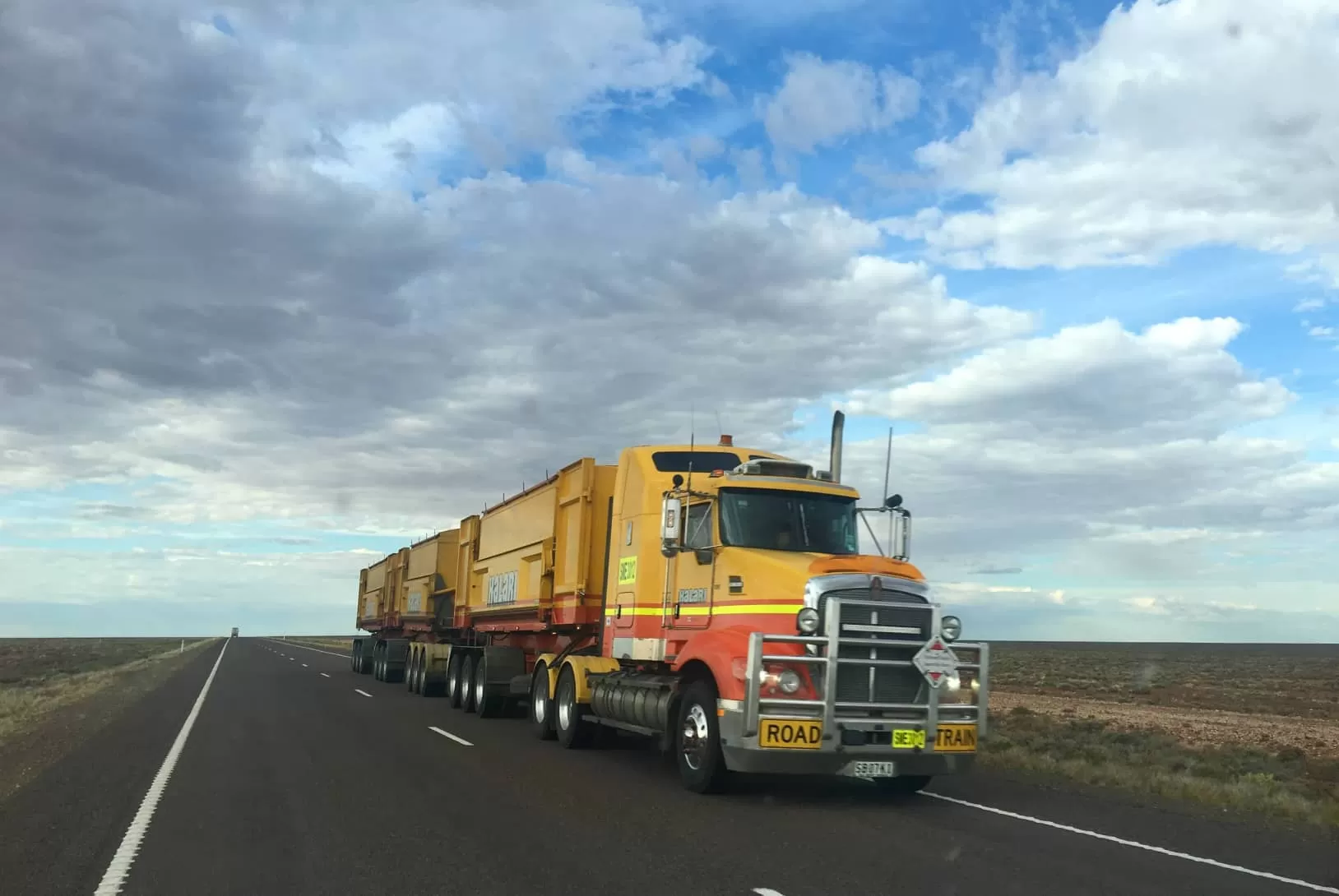 Yellow Truck  train on the road