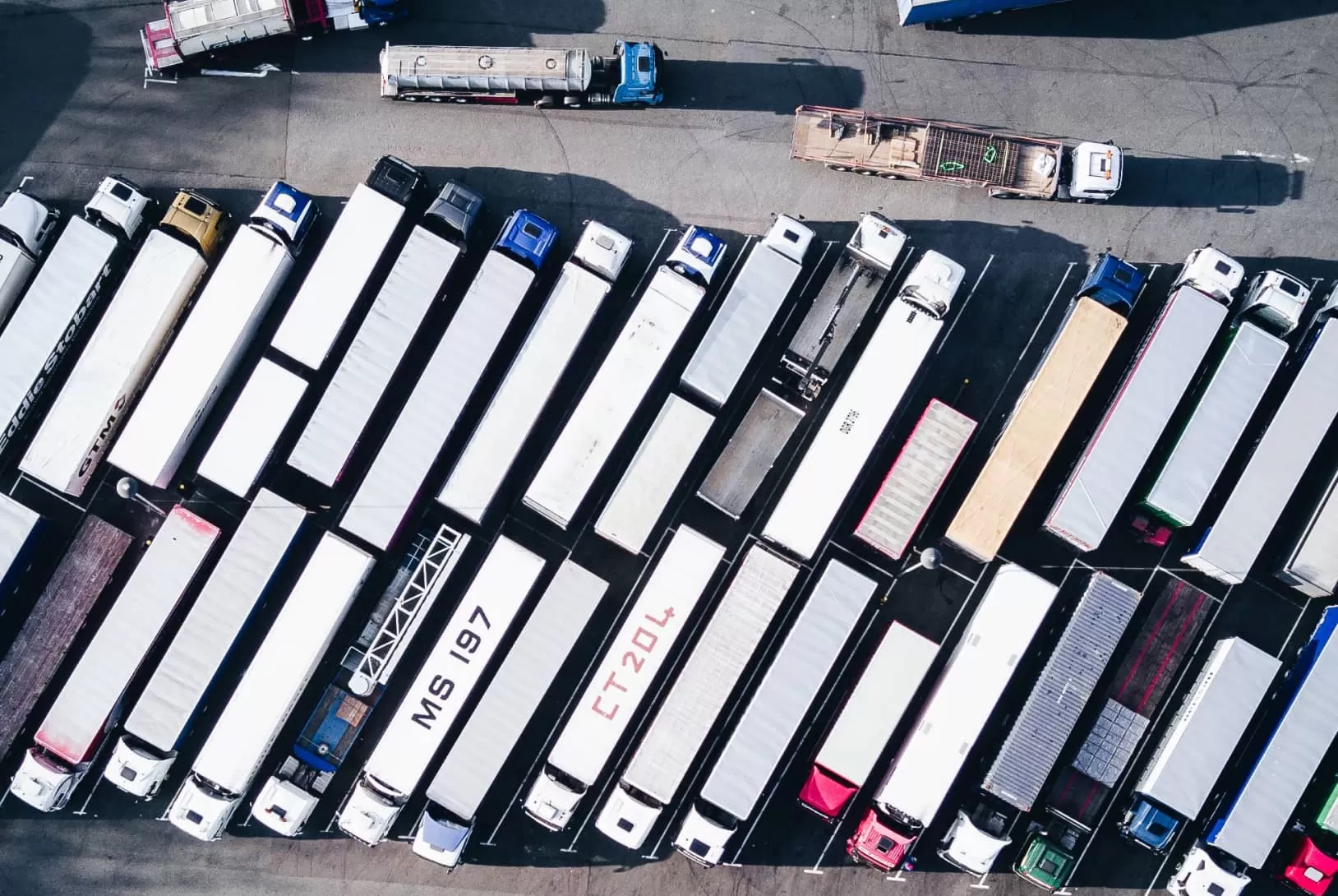 Truck parking from top view