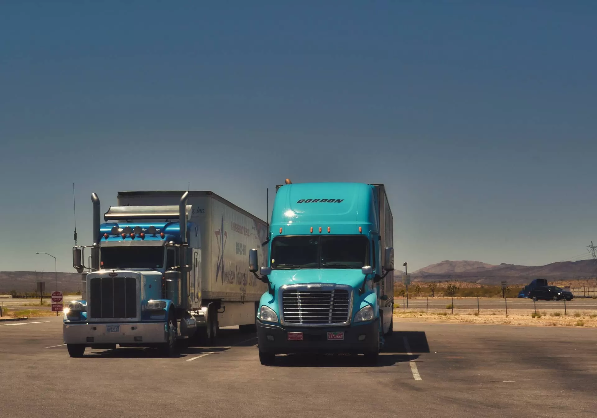 Peterbilt and Freightliner on Parking