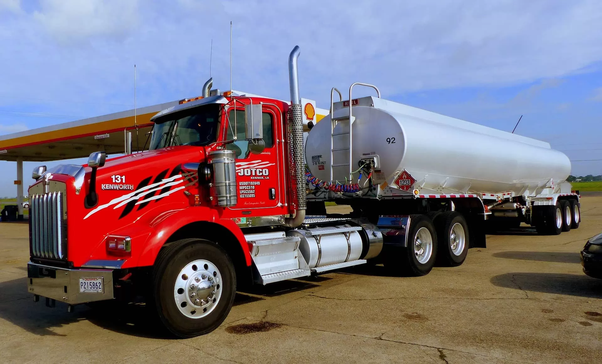 Red truck kenworth tanker