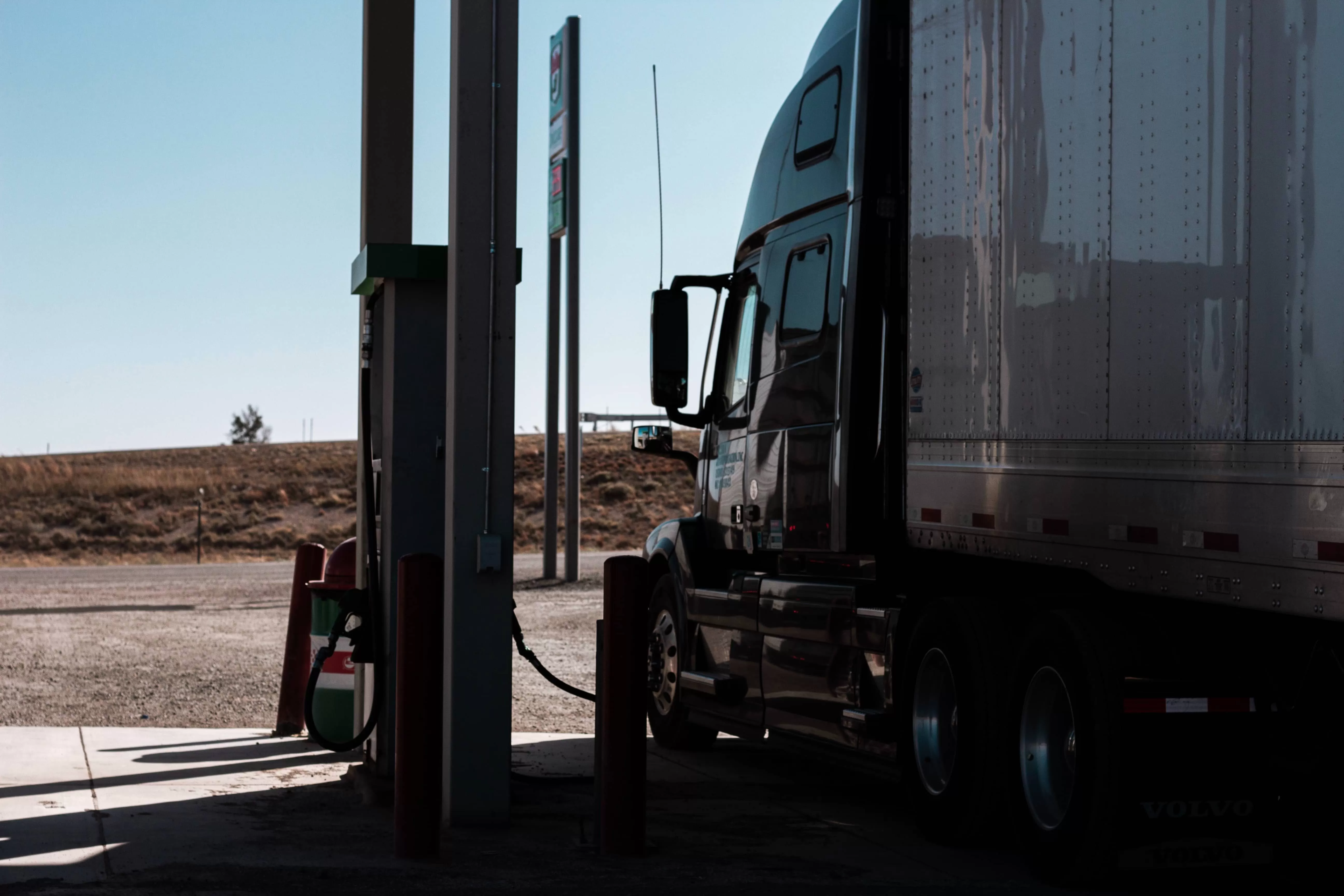 Truck on gas station