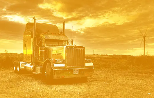 Truck on yellow background