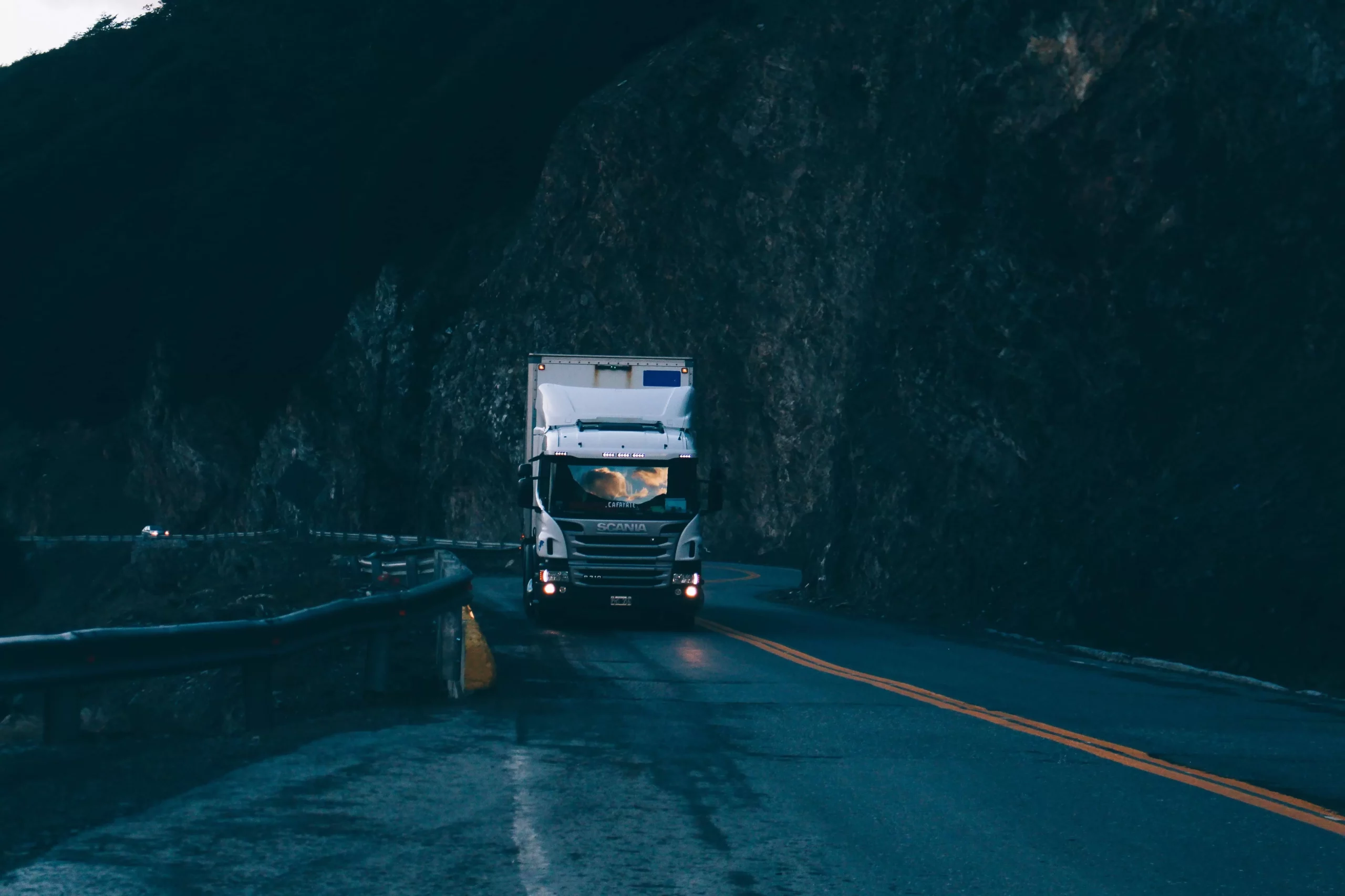 scania truck on narrow road scaled