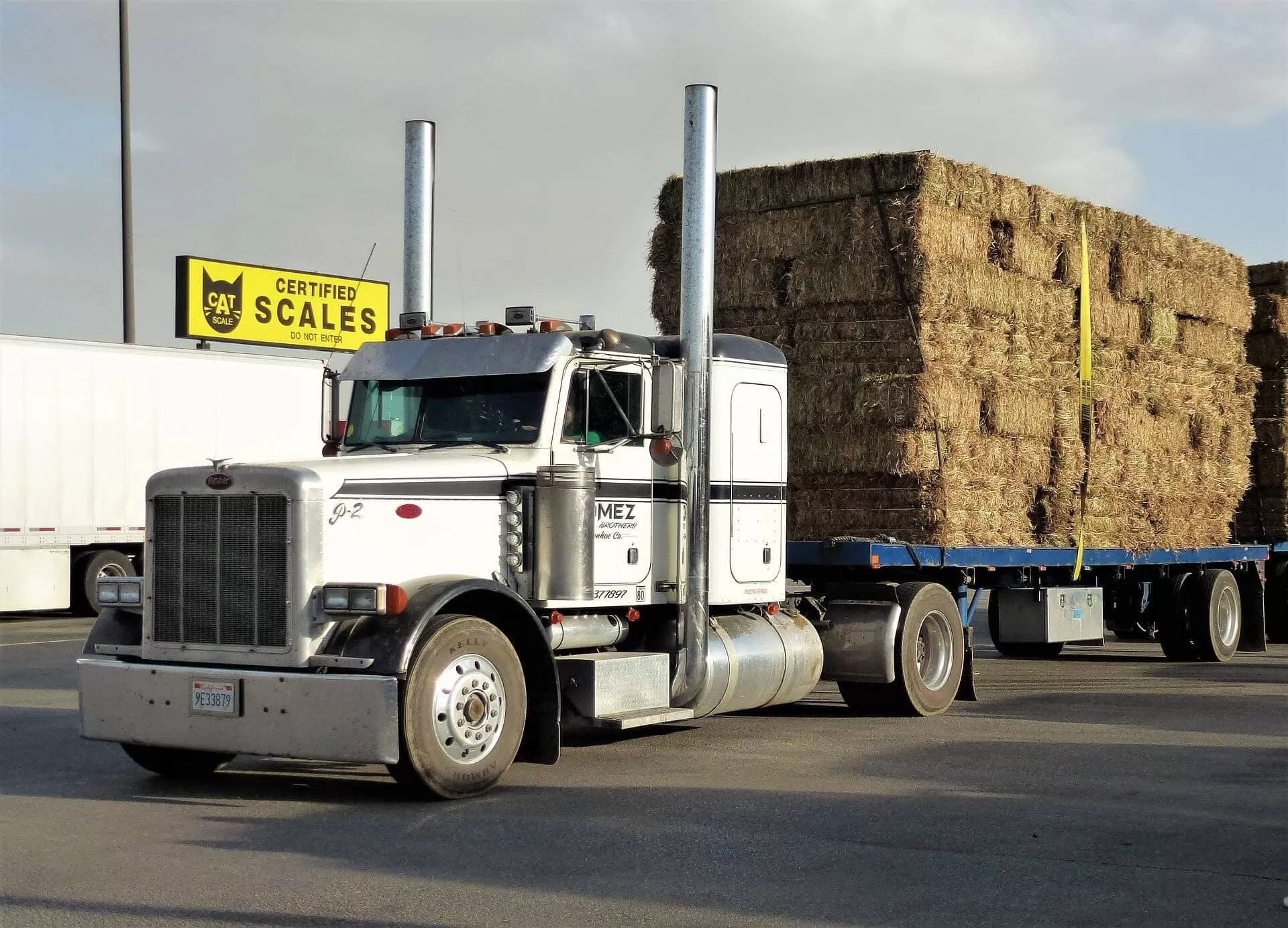 truck loaded with hay