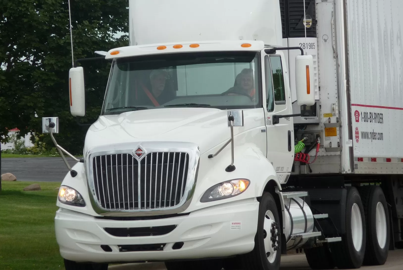 White truck on street